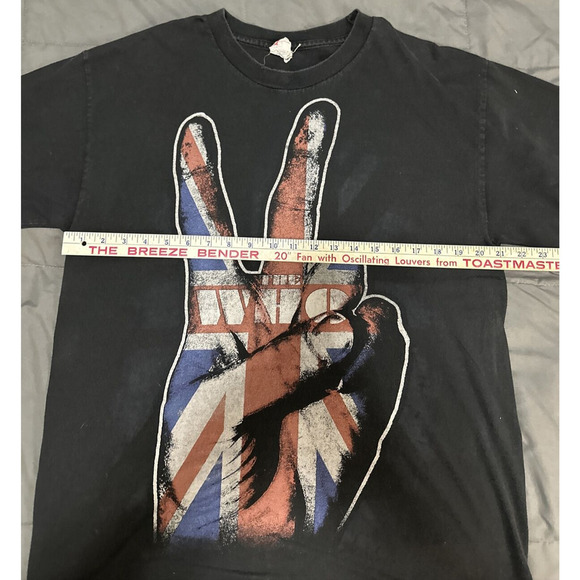 Vintage The Who Shirt Adult Peace Sign Union Jack Flag Black Crew Neck Large - Picture 8 of 11